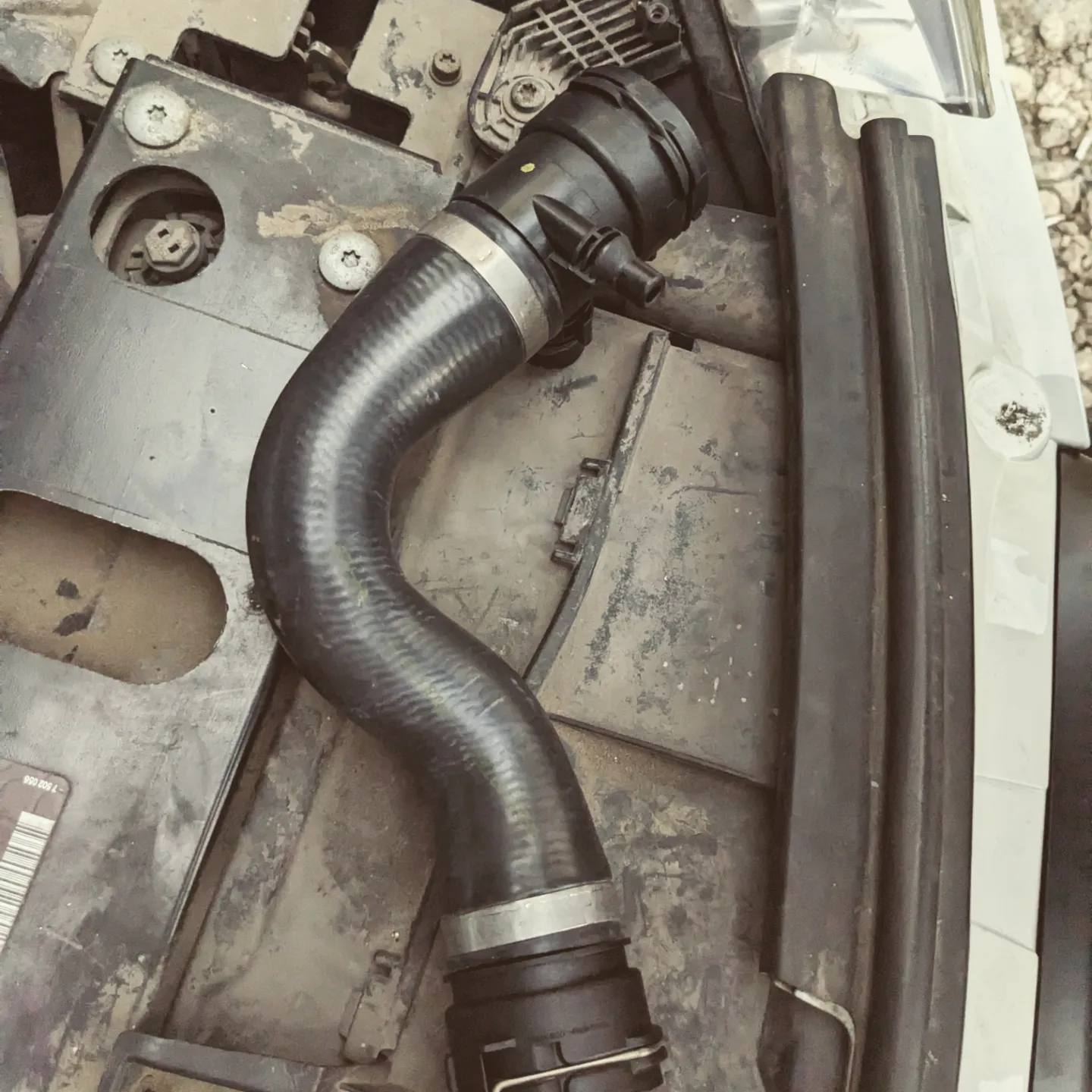 The new cooling hose fitted