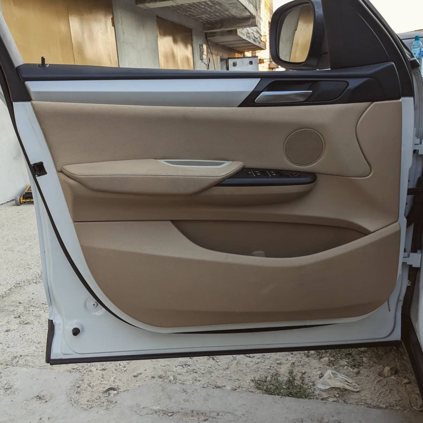 The beige door card