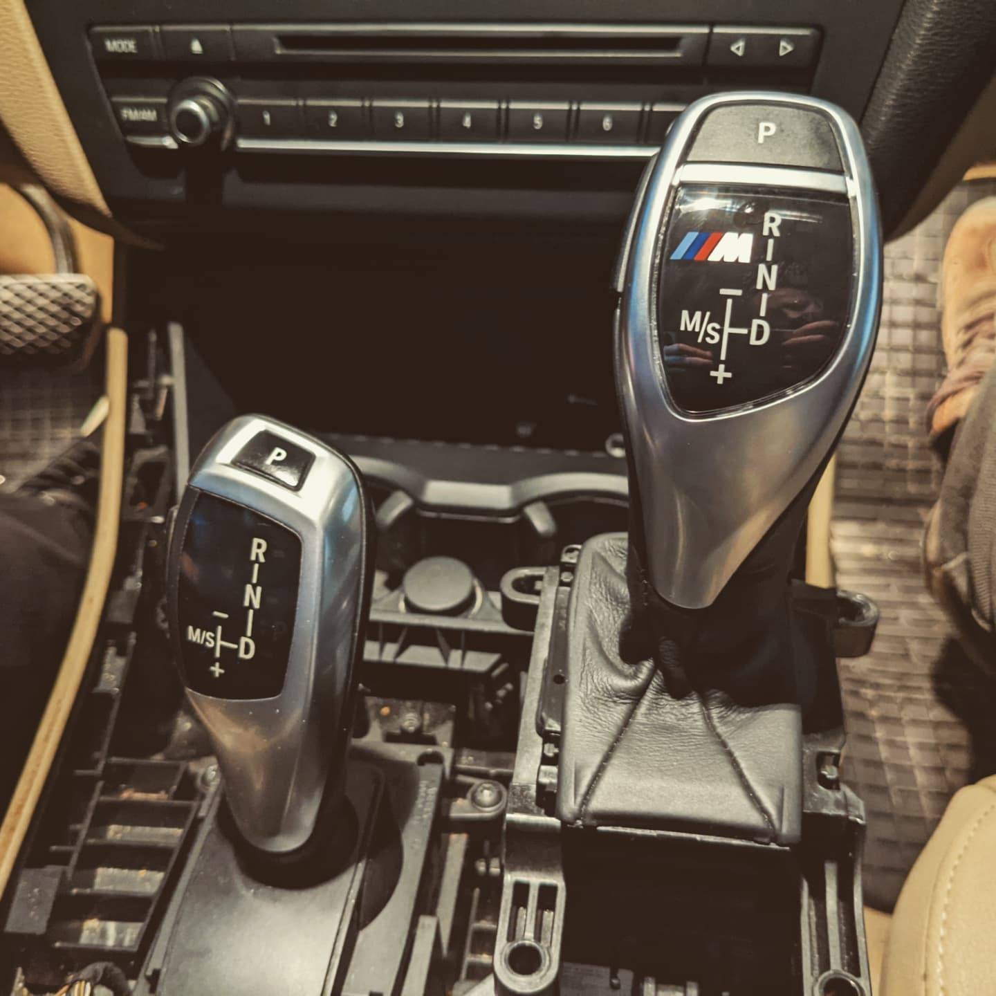 The new M shifter fitted on the console