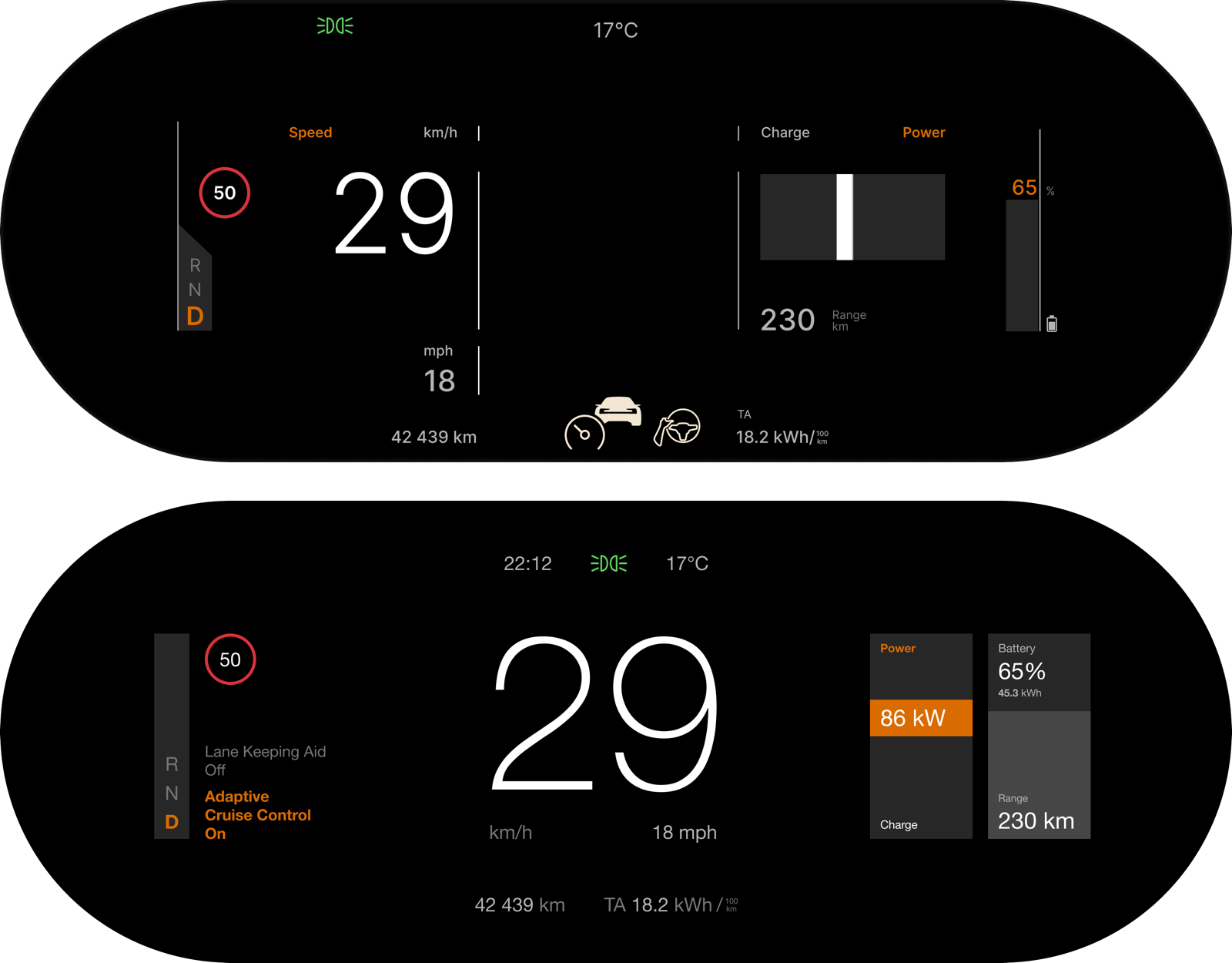 The two screens one above the other, at the same scale: today's on top, RT's version below